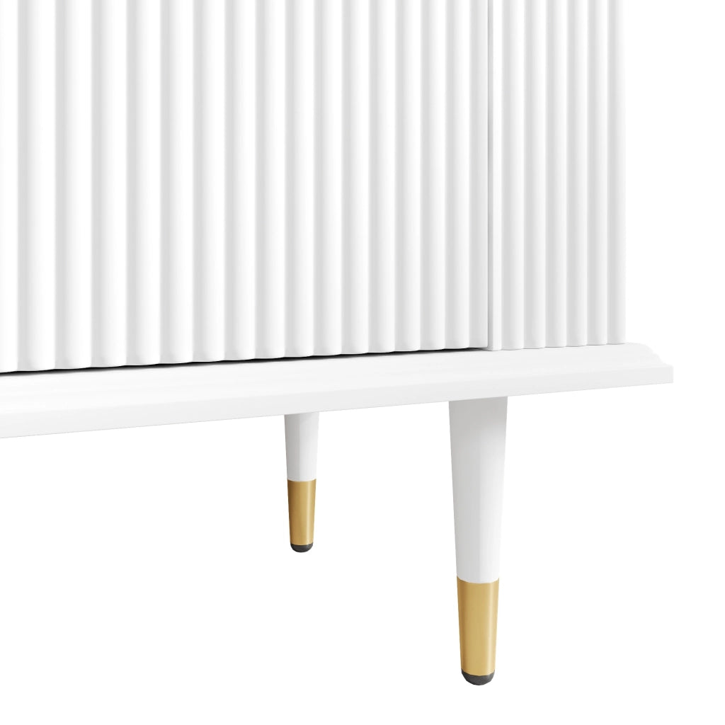 Mobile porta TV con 2 ante 1 vano aperto e 1 cassetto con passacavi per soggiorno in MDF bianco 170 × 36 × 54 cm