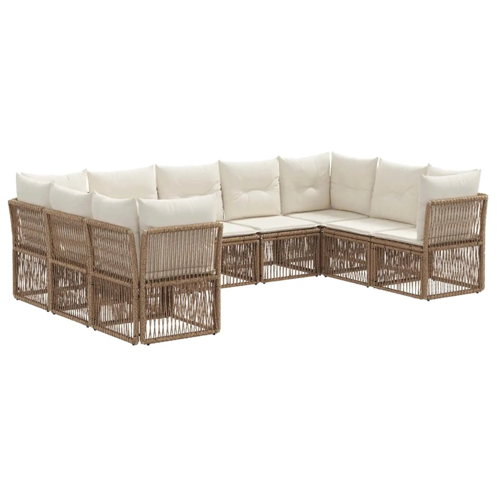 Set Divano da Giardino 9 pcs Beige polyrattan 3434340