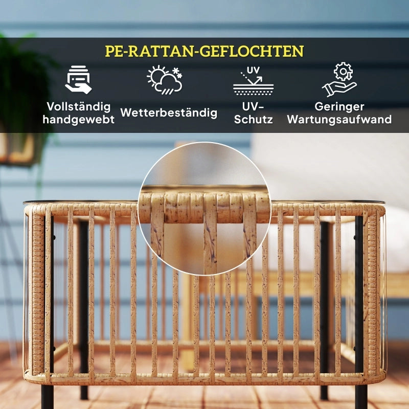 Tavolino da Giardino Polyrattan con Piano in Vetro ¨C MINIMAL ¨C 65x65x43 cm
