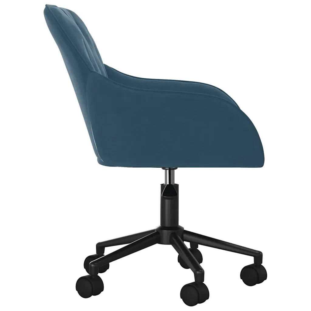 Sedia Girevole da Ufficio Blu in Velluto