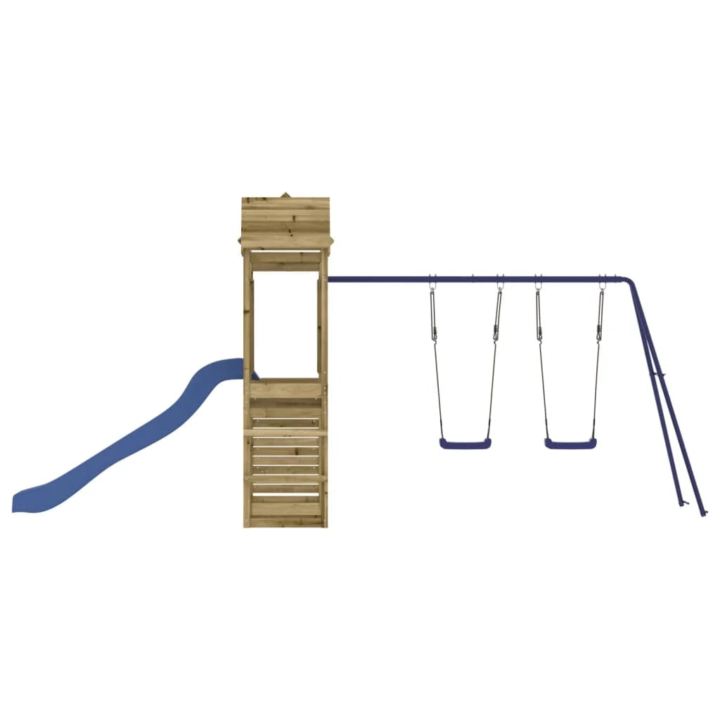 Parco giochi per esterni altalena per arrampicata scivolo altalena robusta giochi da giardino 495 x 339 x 214 cm legno di pino impregnato 02_0004916