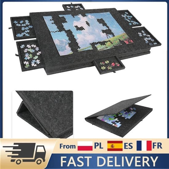 Pannello da classificazione puzzle opzionabile, pannello decorativo puzzle con coperchio verticale, segreteria da puzzle con 6 ante, 180° girevole