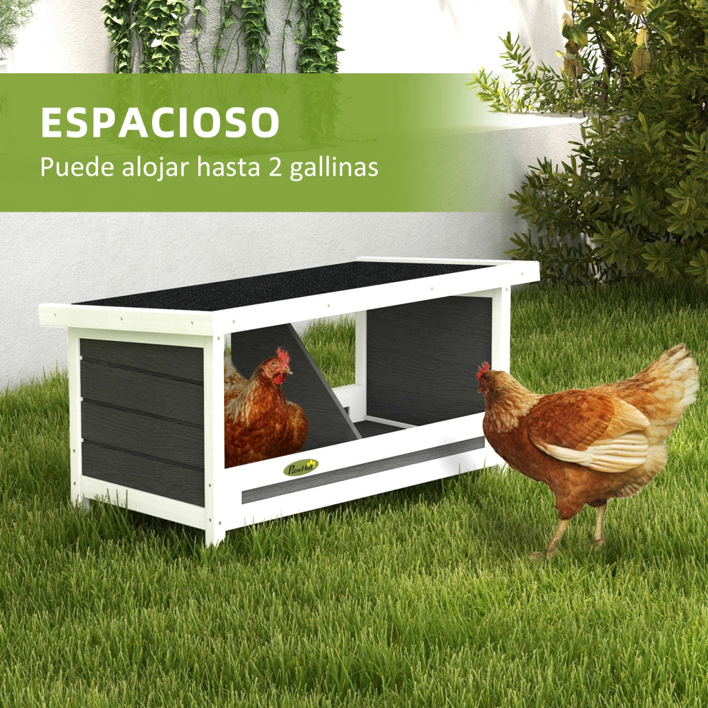 Casetta per Galline in Legno ¨C zephmum ¨C 2 Nidi, 2 Scomparti, Tetto Grigio