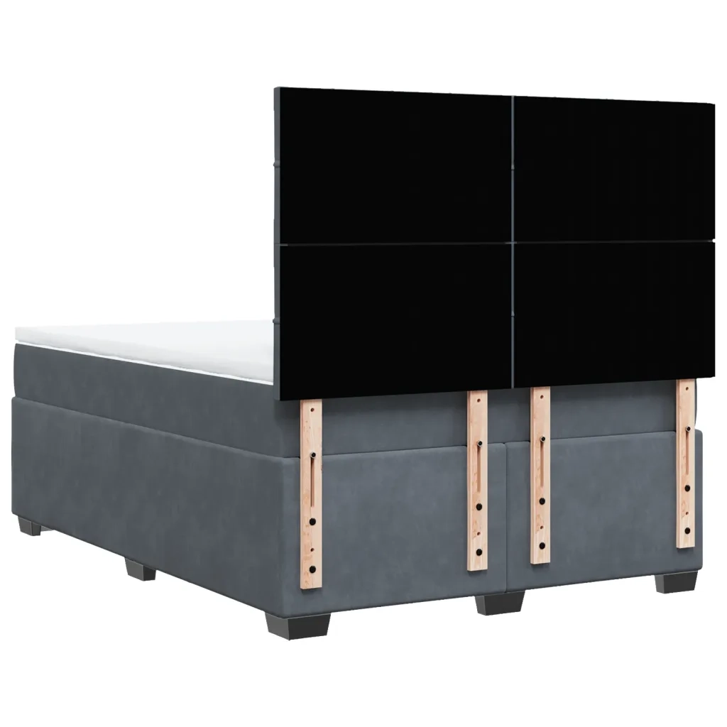 Giroletto a Molle con Materasso Grigio Scuro 140x200 cm Velluto