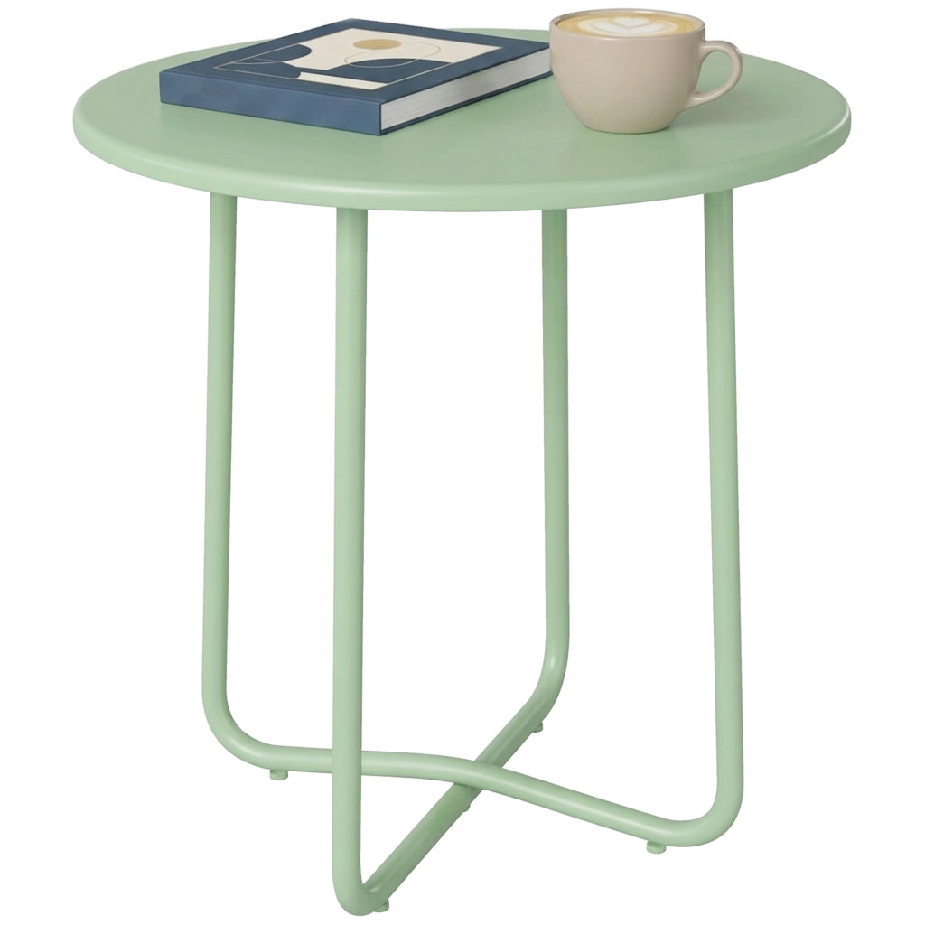 Tavolino da caff¨¨ esterno con base a X e piedi regolabili ¨C zephmum ¨C ?48x51cm, verde