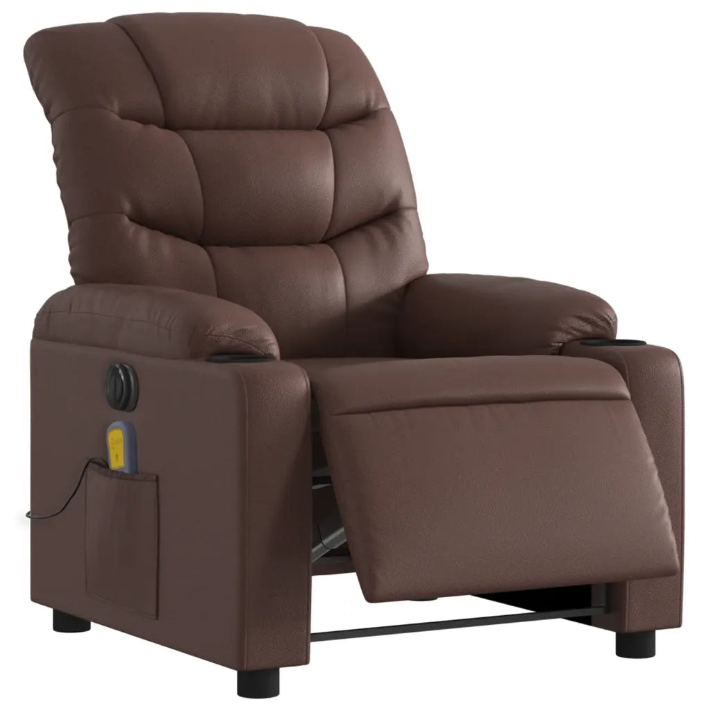 Poltrona Massaggiante | Sedia Relax Elettrica Marrone in Similpelle