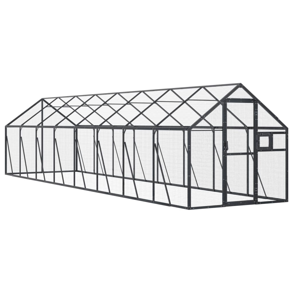 Voliera a gabbia 1,79 x 8 x 1,85 m alluminio antracite 02_0045636