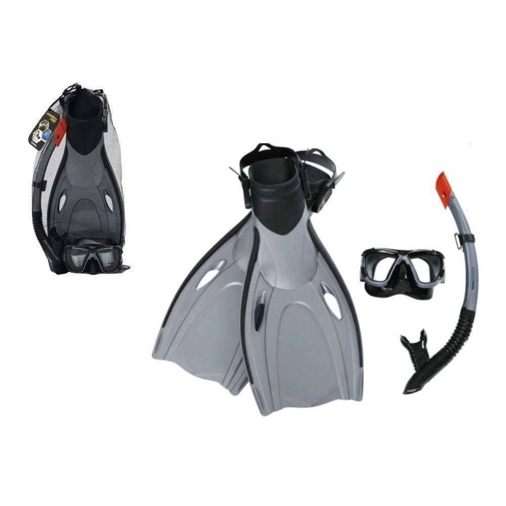 Trade Shop - Set Da Snorkeling Maschera Boccaglio Pinne Blacksea Per Adulti Immersioni 25044 -