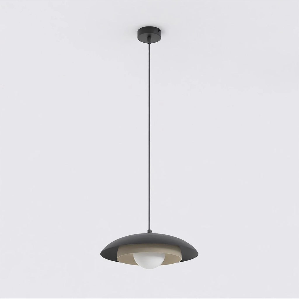 Lampada a sospensione SKIN in acciaio nero con dettagli moka