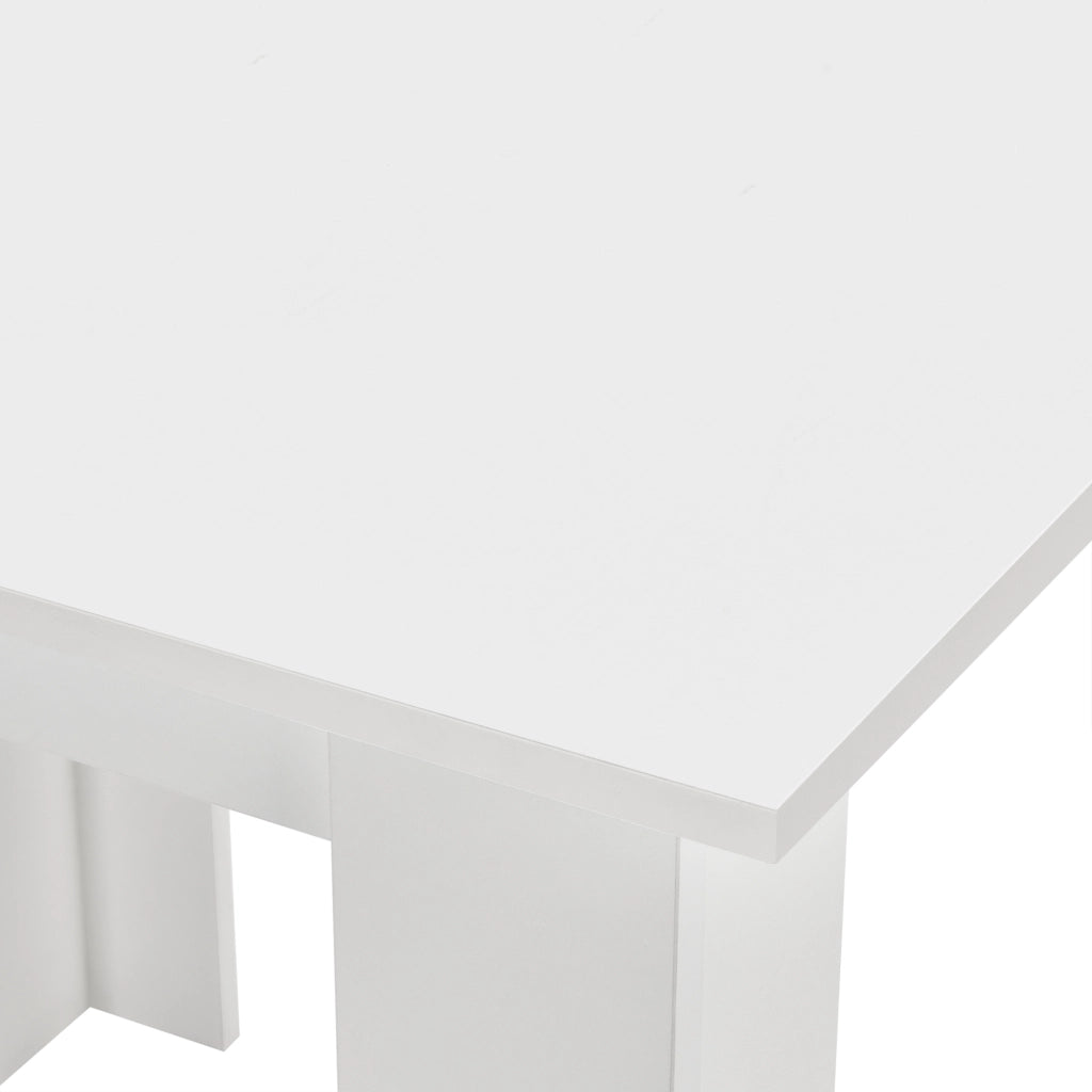 Tavolo da Pranzo con Piano Quadrato e Gambe a Forma di L 80 x 80 x 76cm Tavolo da Cucina in Design Moderno - Bianco
