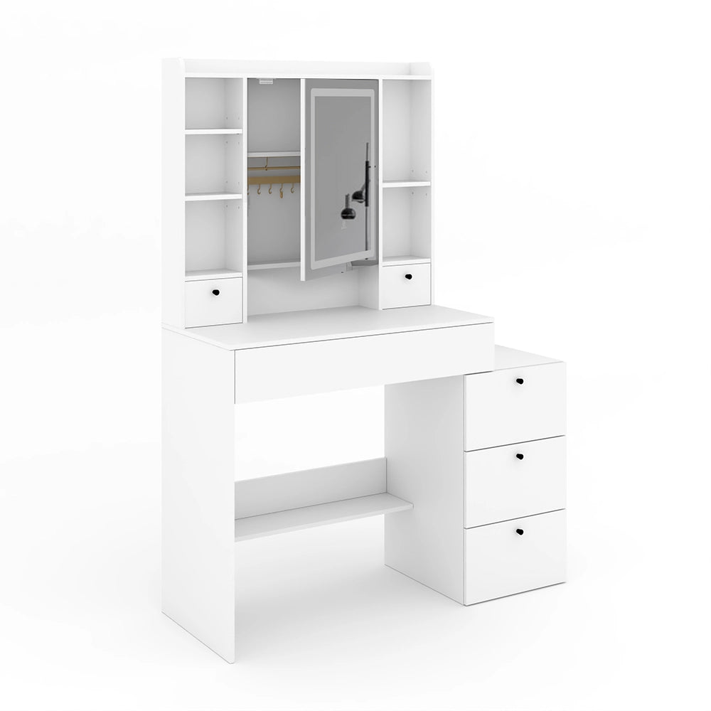 Vicco Tavolo da toilette Bianco 105.5 cm con specchio a LED