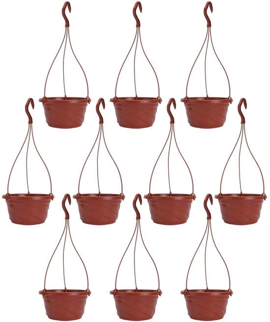 Set di vasi 10 pezzi - Sostegno in plastica - Adatto per balcone/giardino - Decorare cancelli/balaustra - Design di sospensione elegante - Adatto per diverse piante - Vasi per piante