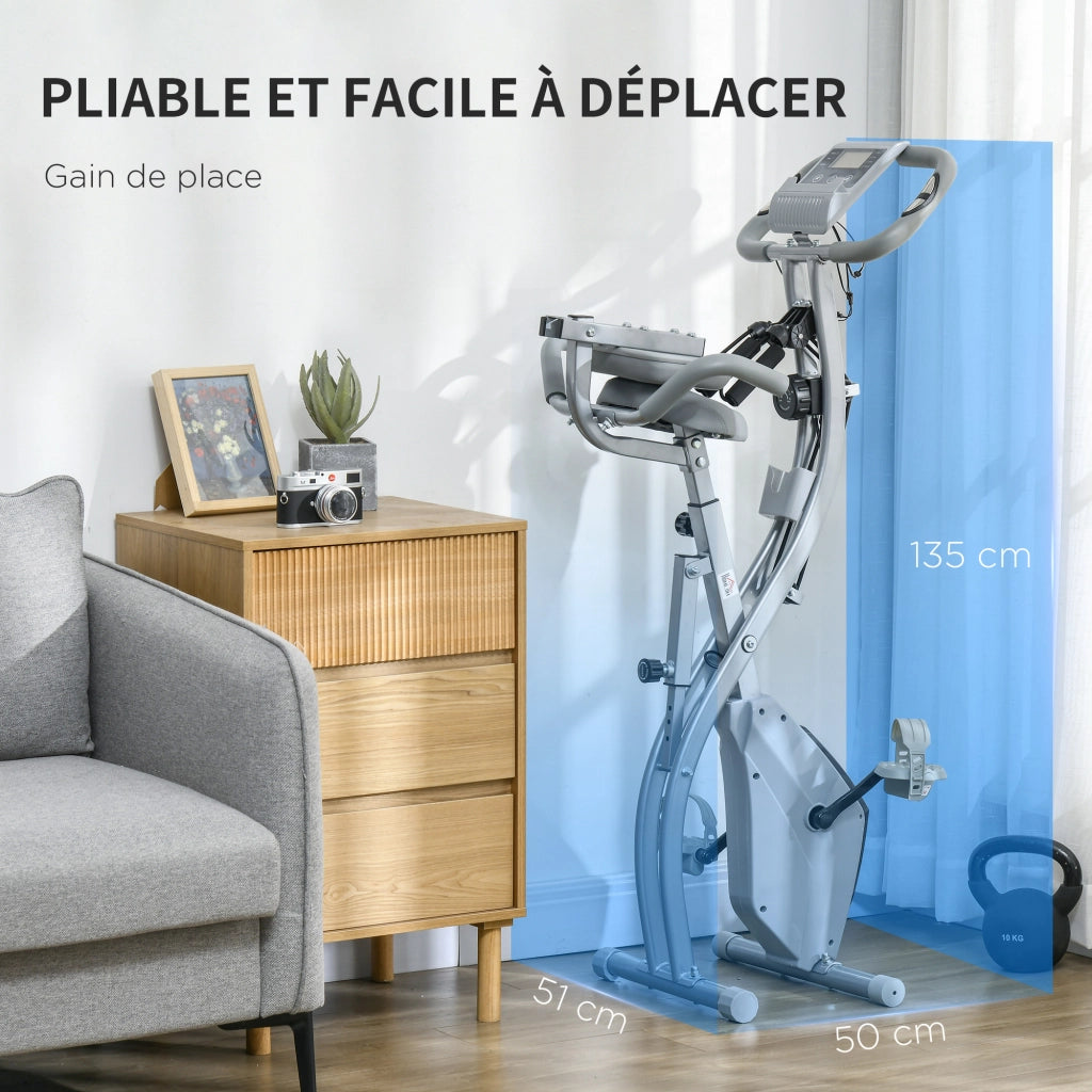 Cyclette pieghevole ¨C Xylo ¨C 8 livelli resistenza magnetica sedile regolabile nero grigio