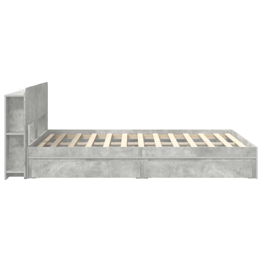 Letto matrimoniale | Letto per adulti | Telaio del letto con storage Grigio Cemento 150 x 200 cm