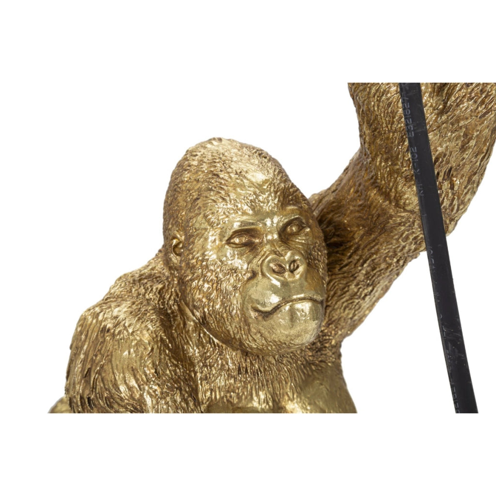 Lampada da Tavolo Gorilla 1, Oro, Poliresina, 22,5x16x40 cm, Seven Design