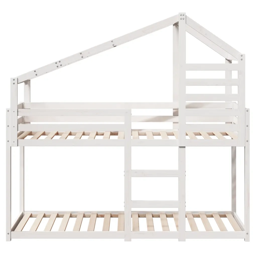 Letto a Castello senza Materasso Bianco 90x190cm Massello Pino 3281965