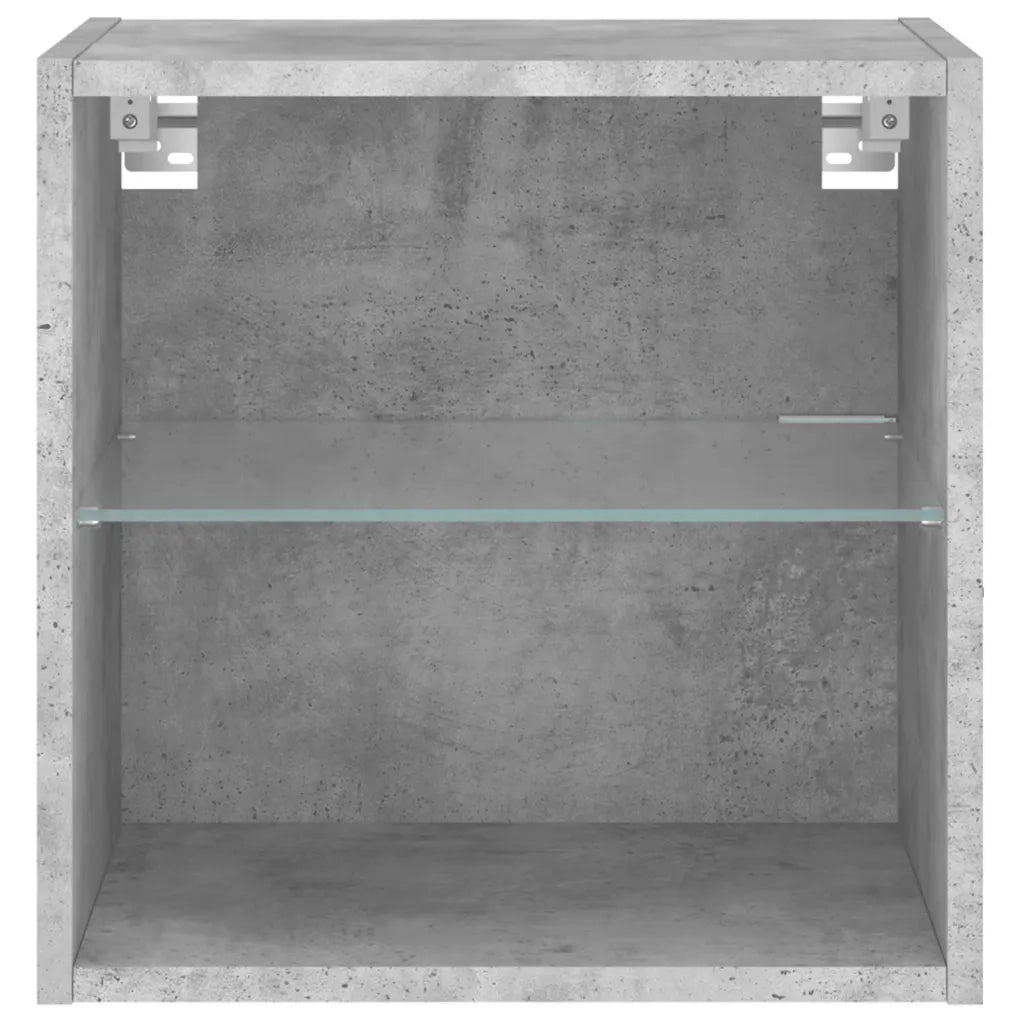 Comodino con Luci LED a Parete-Tavolino da notte Grigio Cemento 818363