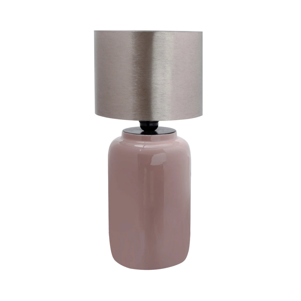 Lampada da tavolo Art Deco in ferro rosa antico e argento