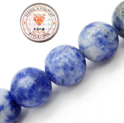 Collezione di perle con corda per la creazione di accessori DIY Perle in pietra per uso amatoriale Bracciale energetico 8 mm = 96 pezzi e 1 rotolo di corda Pietra di jaspide blu a punti 8 mm