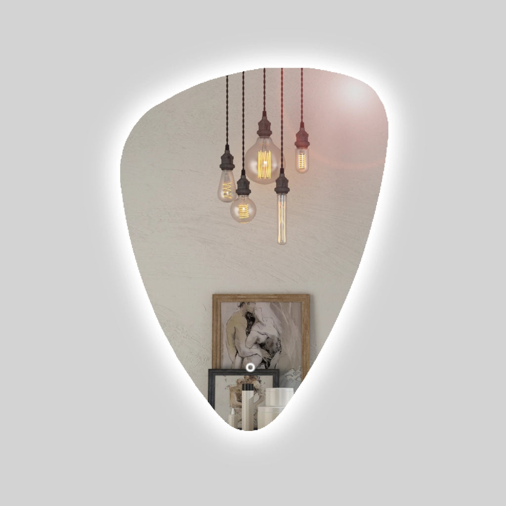 Specchio 5 mm triangolare stondato retroilluminato interruttore touch *** misure 60x80 cm, tonalità standard 6000-65...