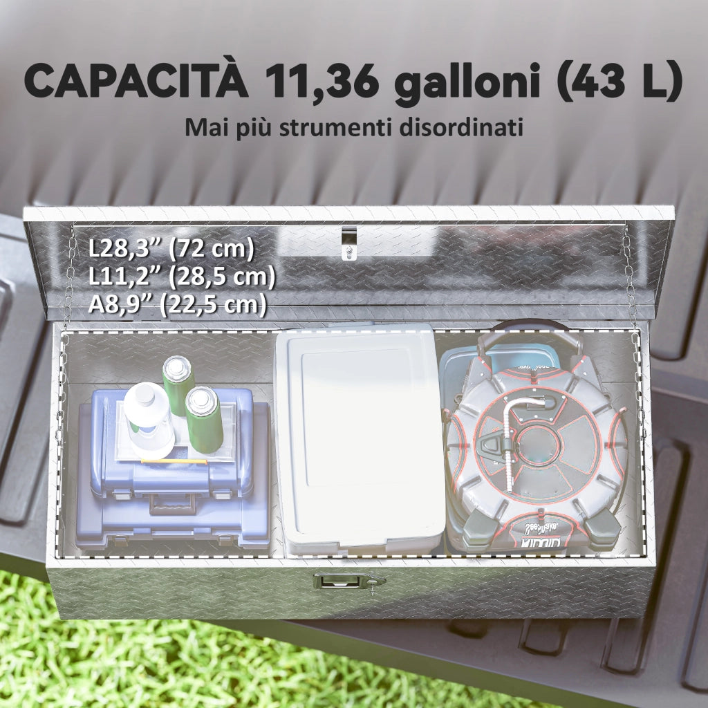 Cassetta degli Attrezzi in Alluminio con Serratura ¨C Zephmum ¨C Argento 76.2x33x24.4 cm