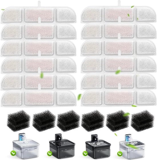 Filtro per fonte acqua per gatti - 25 litri fonte acqua per gatti wireless - 12 + 12 pezzi filtro