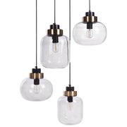 Lampada a sospensione con paralumi rotondi in vetro 4 luci in metallo trasparente grigio stile contemporaneo