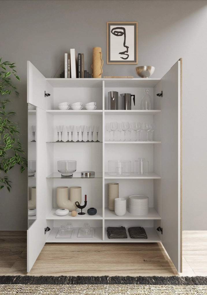 Mobile Espositore Gorizia, Vetrina 8 Ripiani, 121x44x169h cm Bianco Lucido