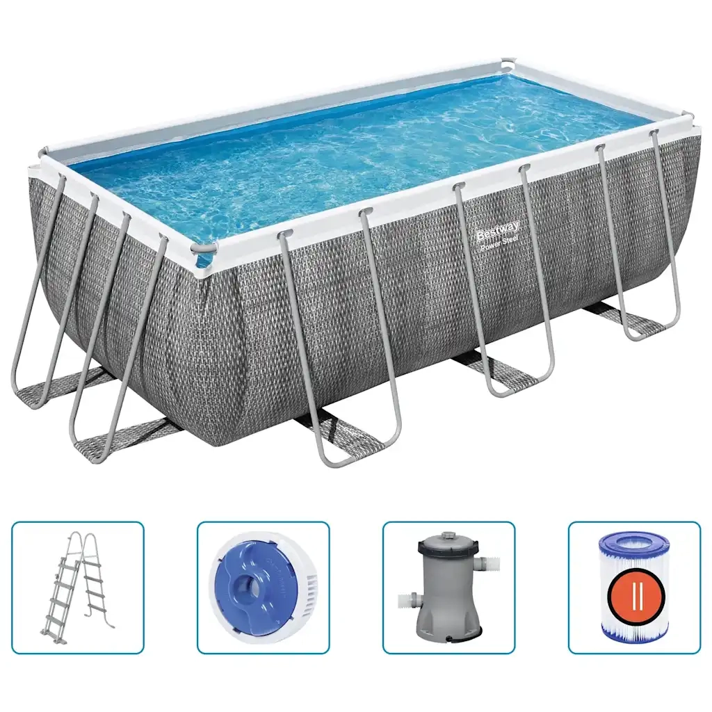 Bestway Set Piscina Power Steel Rettangolare 412x201x122 cm 92828