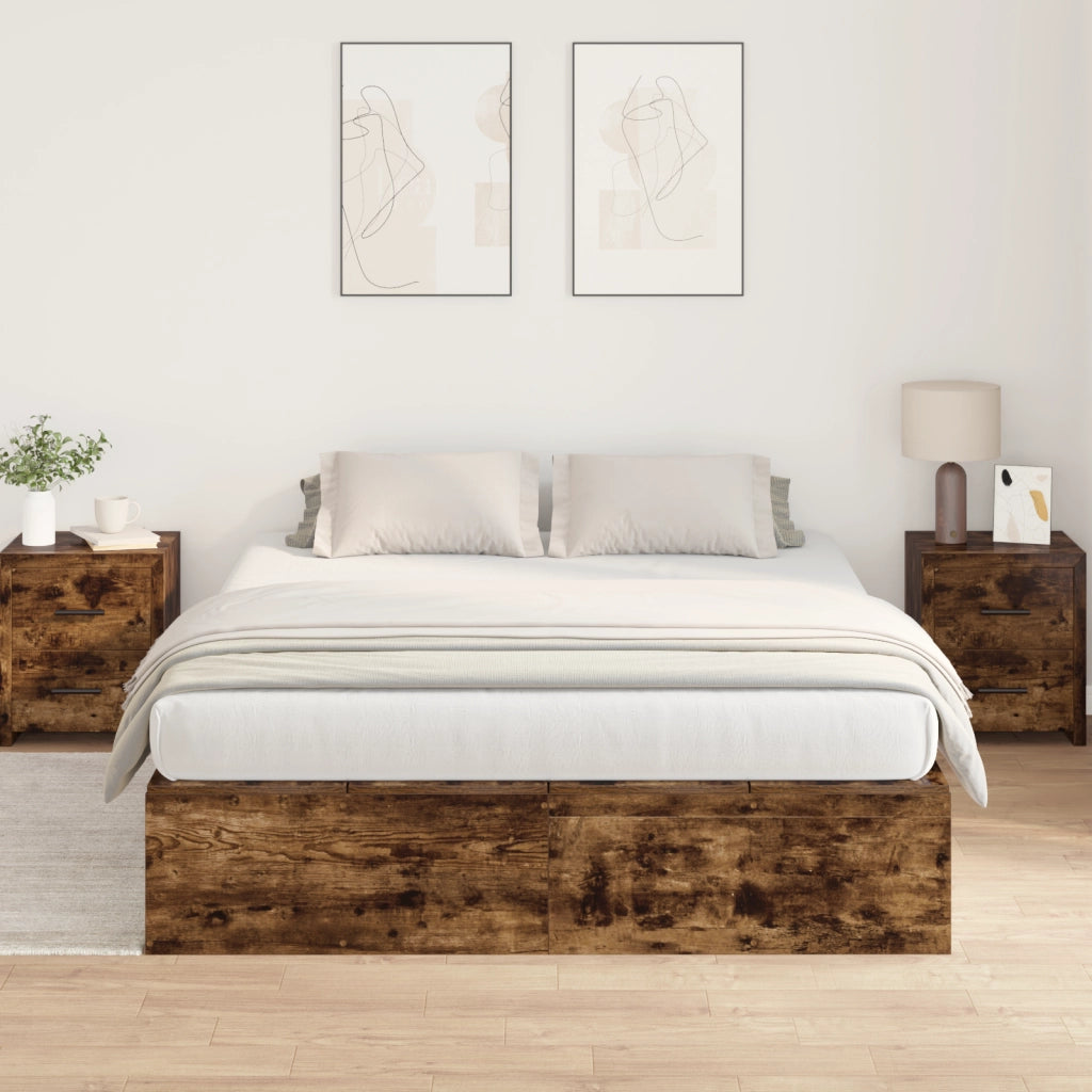 Struttura letto con contenitore in rovere affumicato 150x200 cm