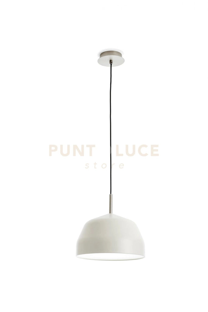 MUG LAMPADARIO A SOSPENSIONE 1 LUCE PICCOLA IN METALLO CREMA ATTACCO E27 D.28CM