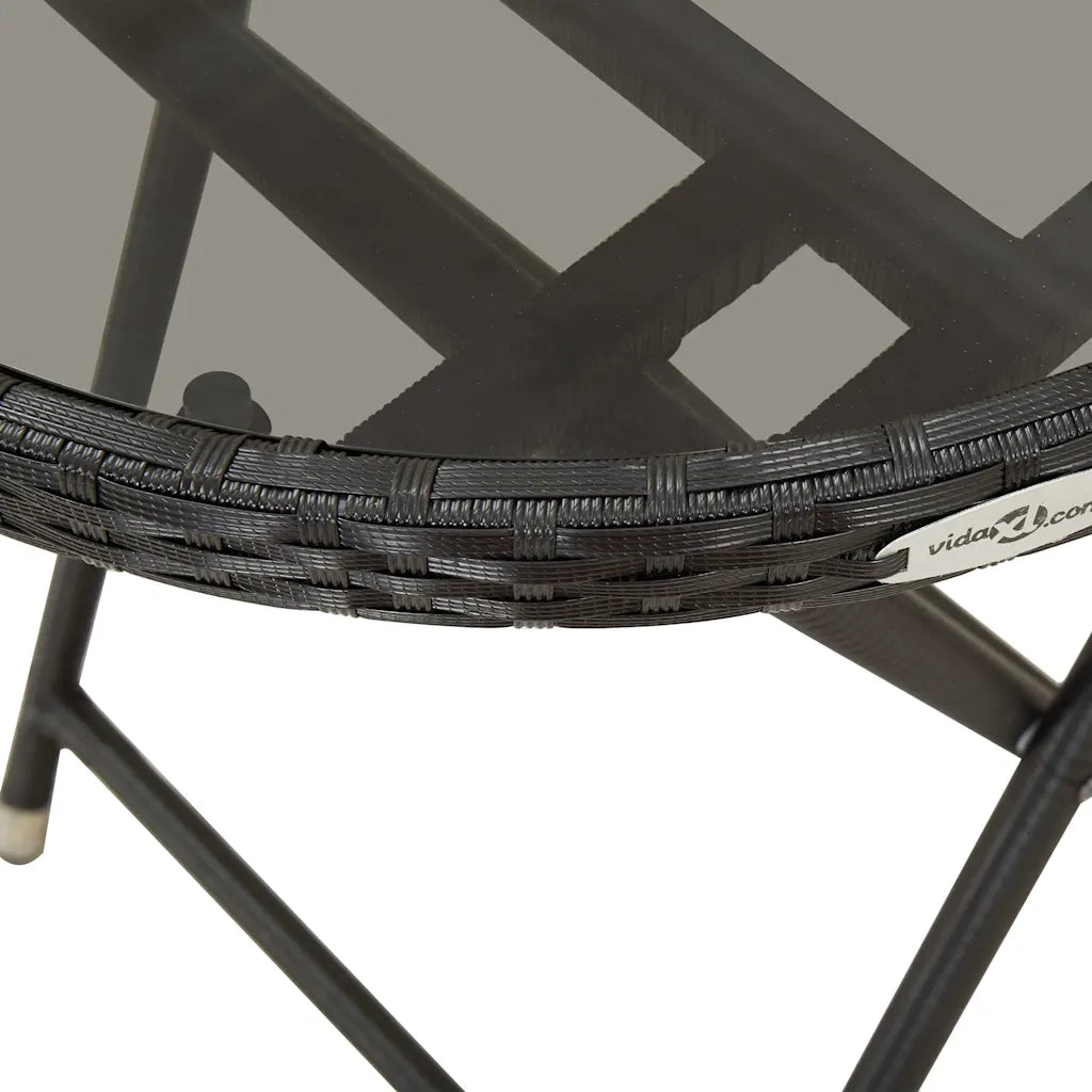 Set da Bistrot per Giardino 3 pz in Polyrattan e Vetro Nero 3058540