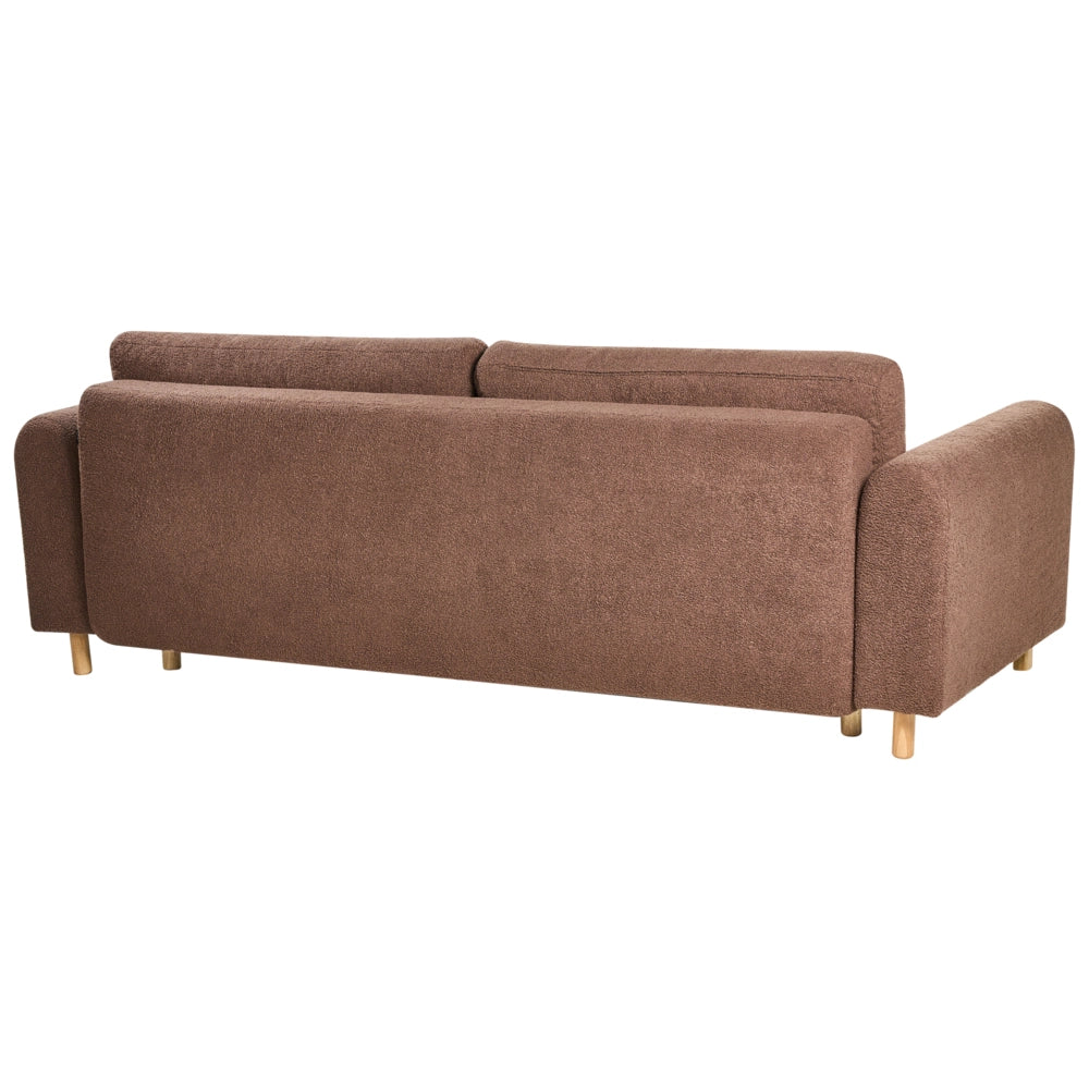 Divano letto in tessuto marrone Rivestito con meccanismo Click-Clack Sleeper con contenitore Stile minimalista con braccioli