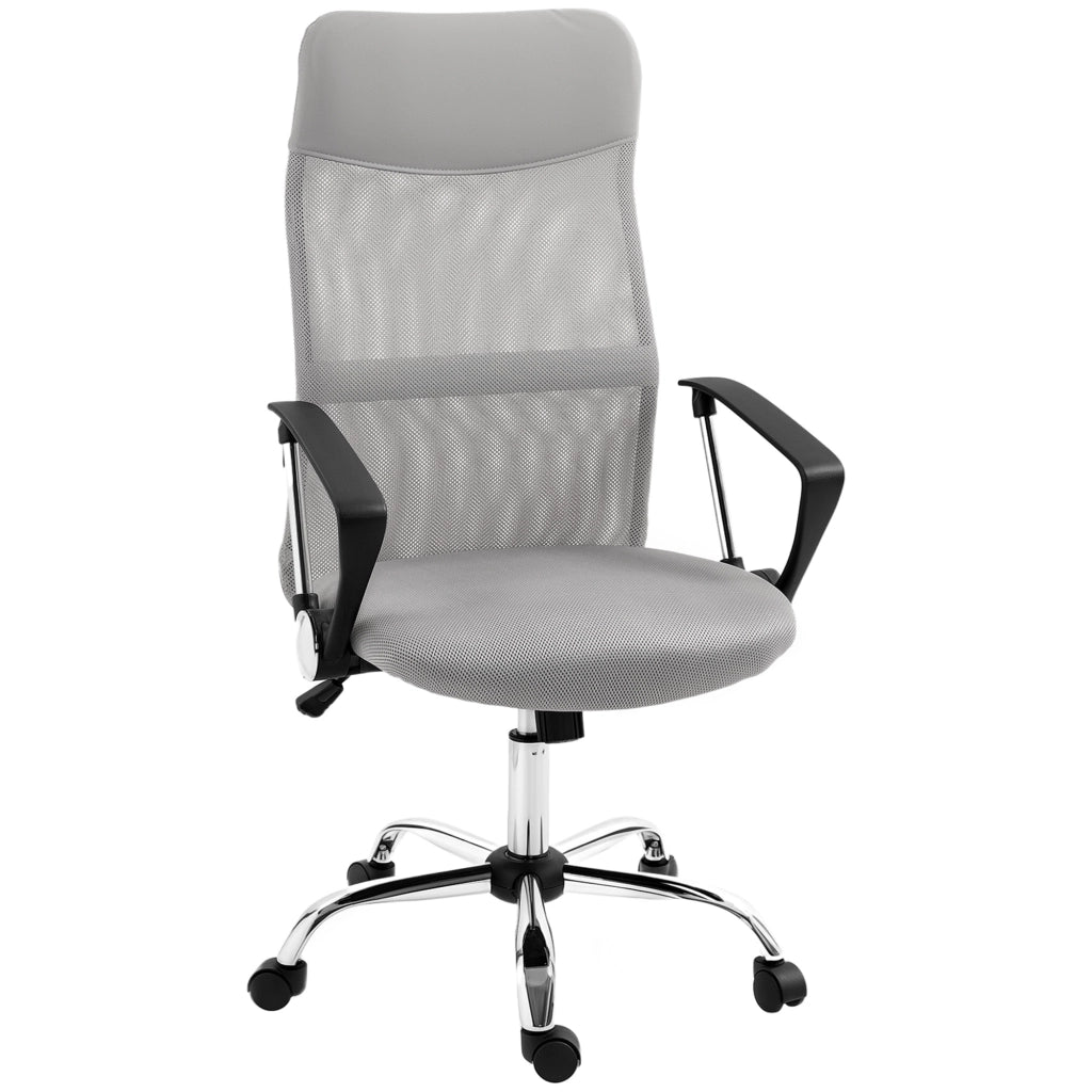 Sedia da Ufficio con Schienale Curvo e Ruote ¨C zephmum ¨C Grigio Chiaro 63x65x109-119 cm