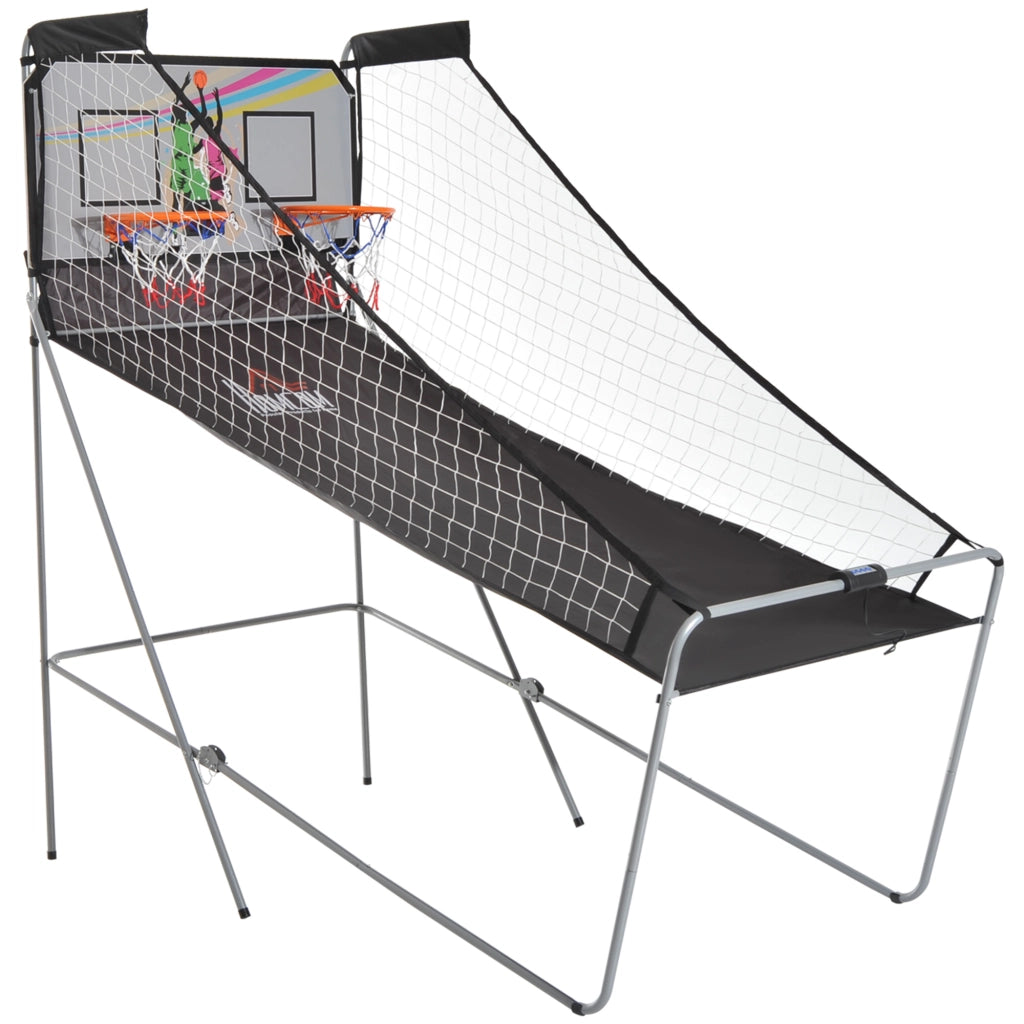 Canestro da Basket Pieghevole ¨C zephmum ¨C Grigio, Acciaio, 205x110x205 cm