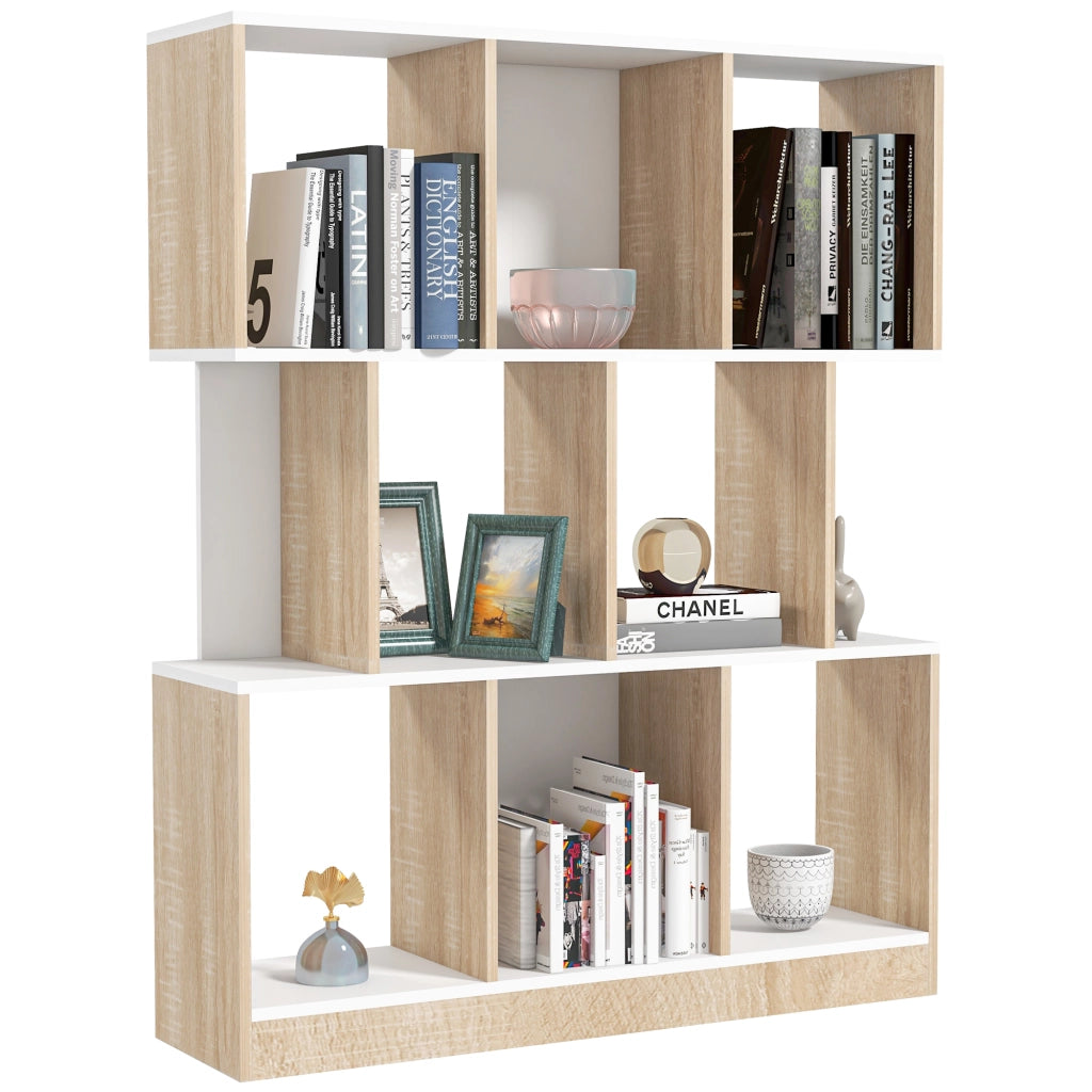 Libreria 8 Ripiani ¨C zephmum ¨C Rovere e Bianco 100x27x124 cm