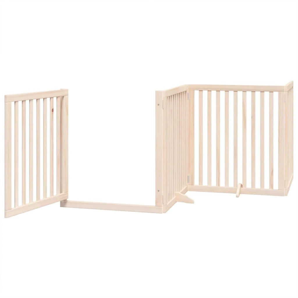 Cancelletto di sicurezza per cani con porta pieghevole 6 pannelli legno di pioppo marrone 02_0023018