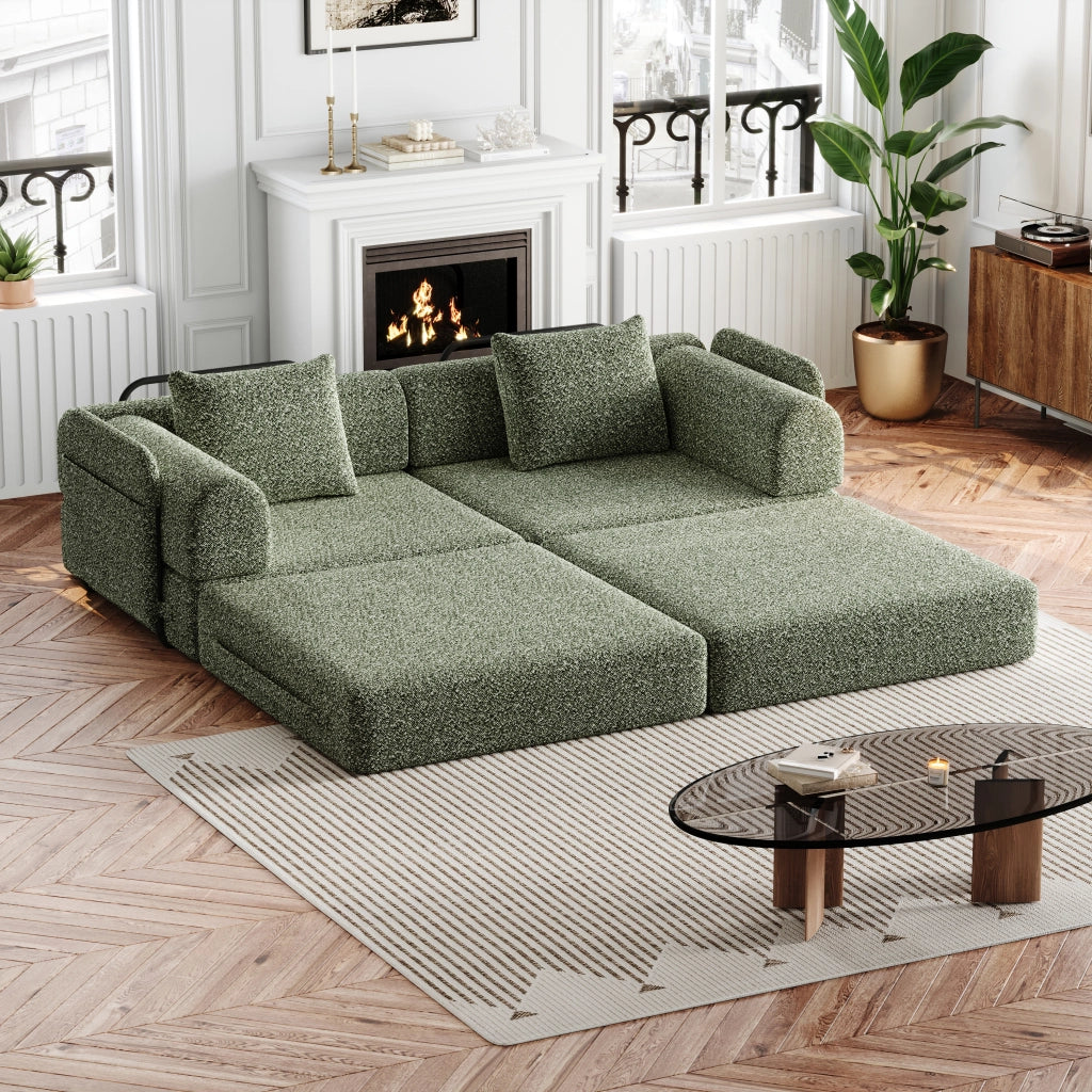 Divano Letto Chenille 2 in 1 con Vano Portaoggetti ¨C MINIMAL ¨C Tessuto, Struttura Metallo