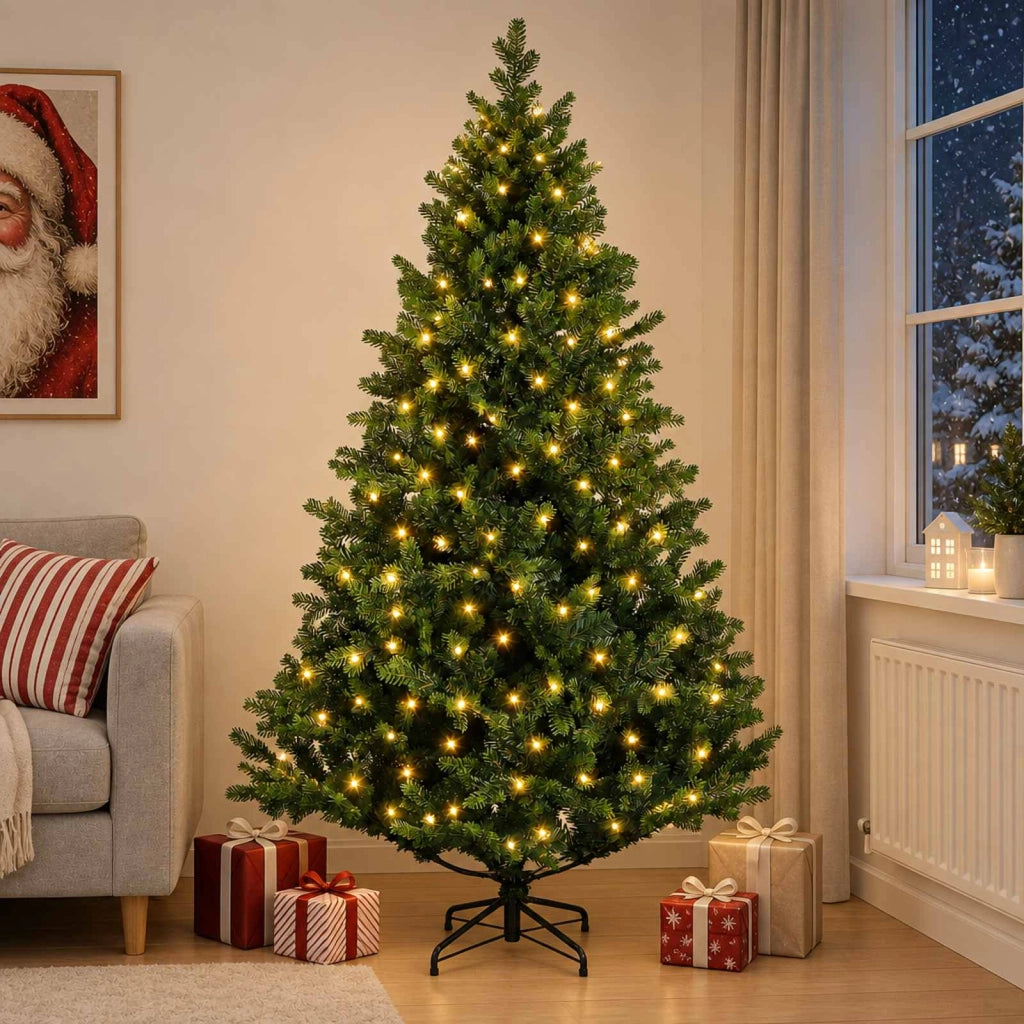 Albero di Natale Artificiale con Rami Pieghevoli 150 cm 150 LED 3465490