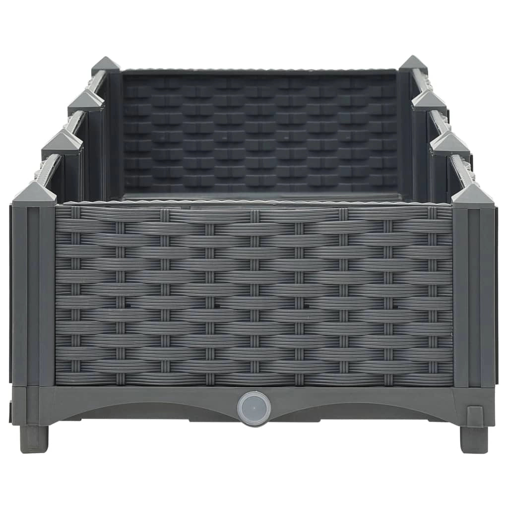 Fioriera rialzata per piante e fiori giardino 120 x 40 x 23 cm polipropilene grigio scuro 02_0000902