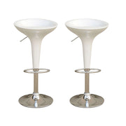 SET 2  SGABELLI BAR REALIZZATO IN ABS IN COLORE BIANCO ALTEZZA REGOLABILE 68-89 CM