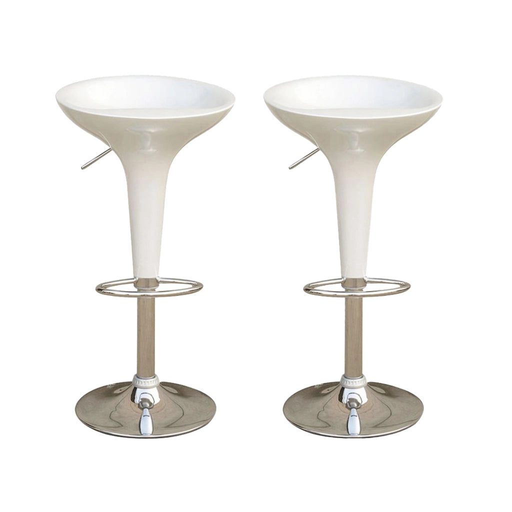 SET 2  SGABELLI BAR REALIZZATO IN ABS IN COLORE BIANCO ALTEZZA REGOLABILE 68-89 CM