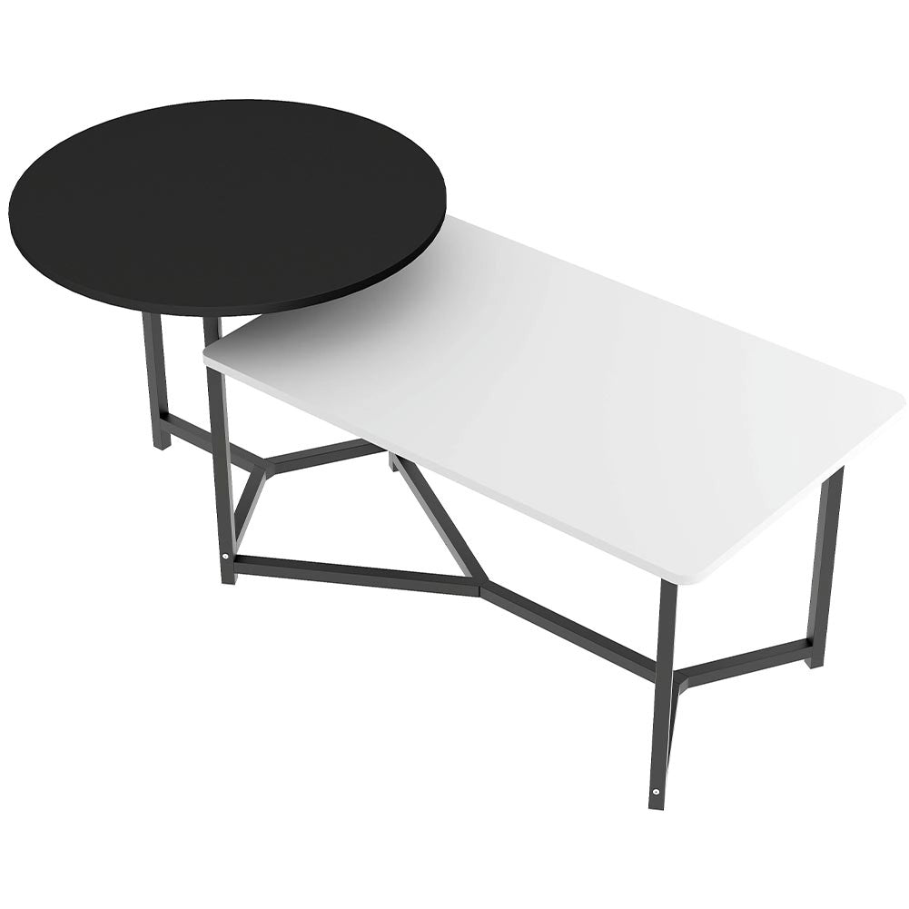 Tavolino Basso da Caffè 2 Ripiani Luxury Tavolo Salotto Struttura Metallo Nero