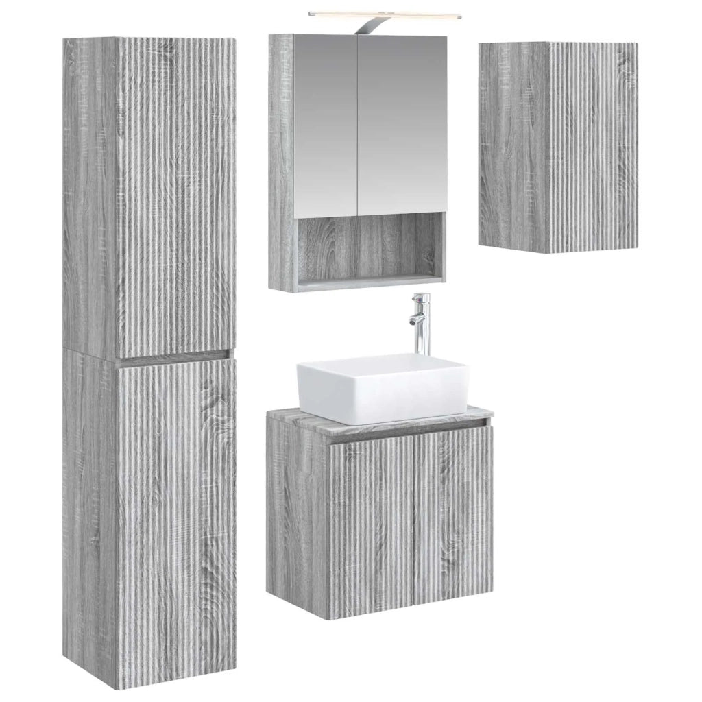 Set di Armadi da Bagno 5 pcs Sonoma grigio 50 x 14,5 x 70 cm 3407324
