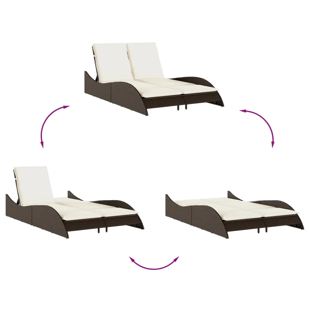 Lettino Prendisole | Sdraio da giardino | Lettino da sole con Cuscini Marrone 114x205x73 cm Polyrattan