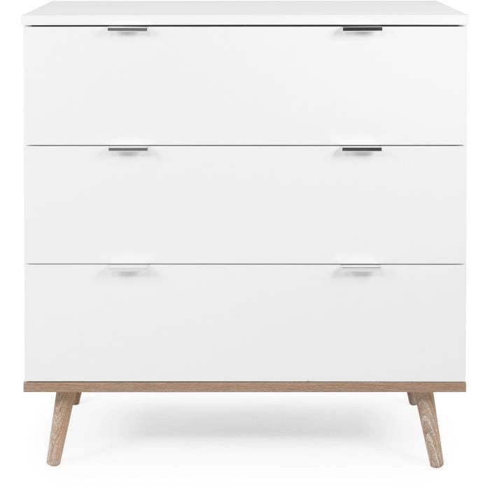 Gteborg Chest of Cassers - 3 cassetti - decorazioni in quercia bianca Sonoma - Scandinavo - L 79,8 x d 40 x H 86,5 cm