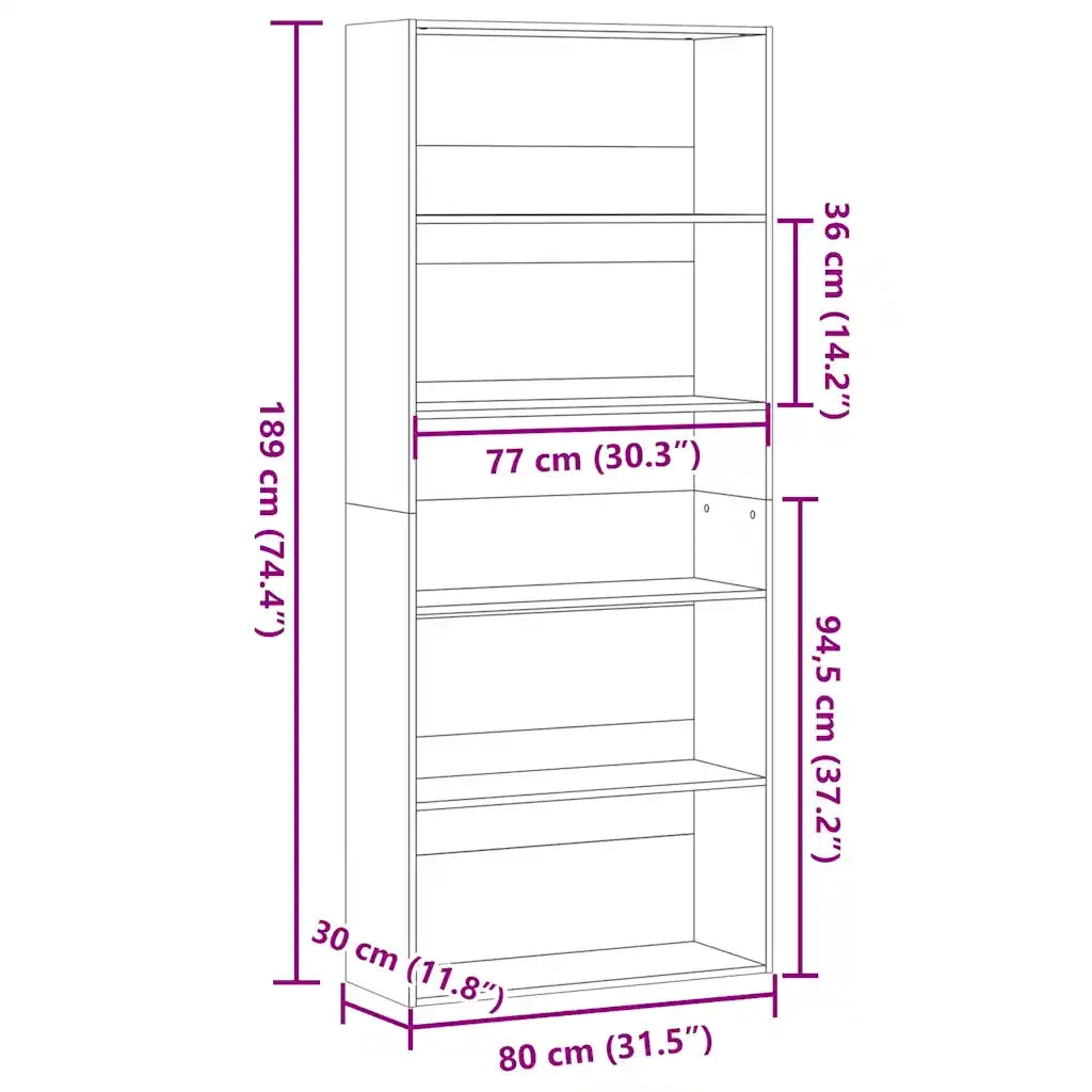 Libreria Legno Antico 80x30x189 cm in Legno Multistrato 3314676