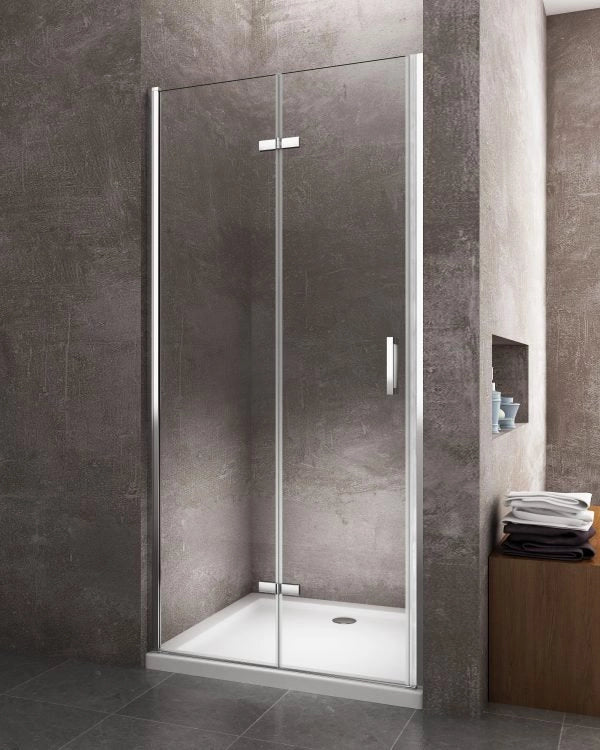 Porta box doccia con apertura a libro pieghevole a soffietto per installazione in nicchia H 190 cromo trasparente anticalcare misura 68-71,5