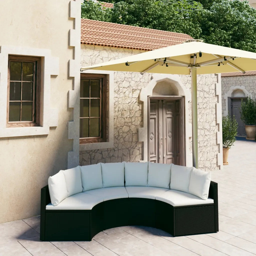 Set Divani da Giardino 4 pz con Cuscini in Polyrattan Nero cod mxl 36163