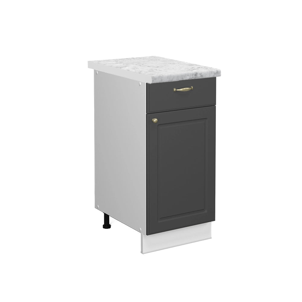 Mobiletto base per cucina Fame-Line Antracite-oro/Bianco 40 cm, PL Marmo Vicco